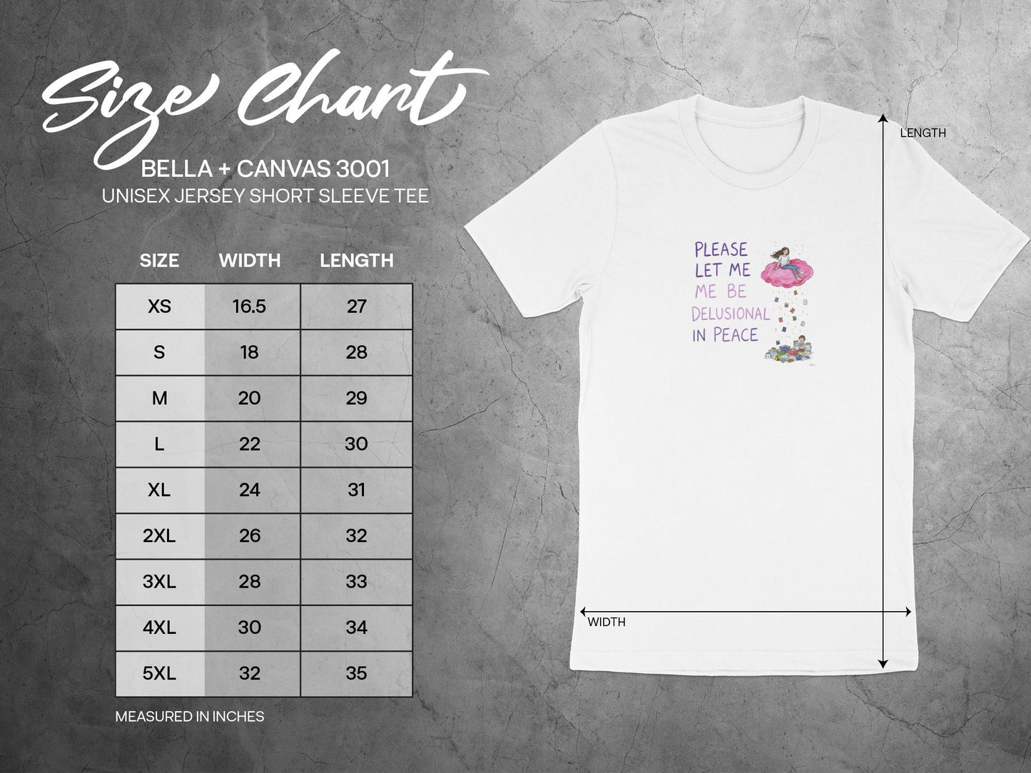Funny Delusional in Peace Shirt, Cute Graphic Tee for Women, Quirky Design T-Shirt, Trendy Casual Wear, Great Gift Idea