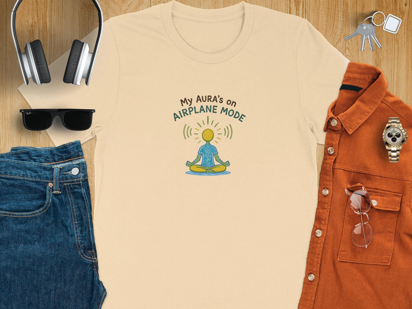 My Aura's on Airplane Mode T-Shirt, Mindfulness Tee, Meditation Apparel, Funny Yoga Shirt, Spiritual Gift, Relaxing Vibes, Zen Outfit