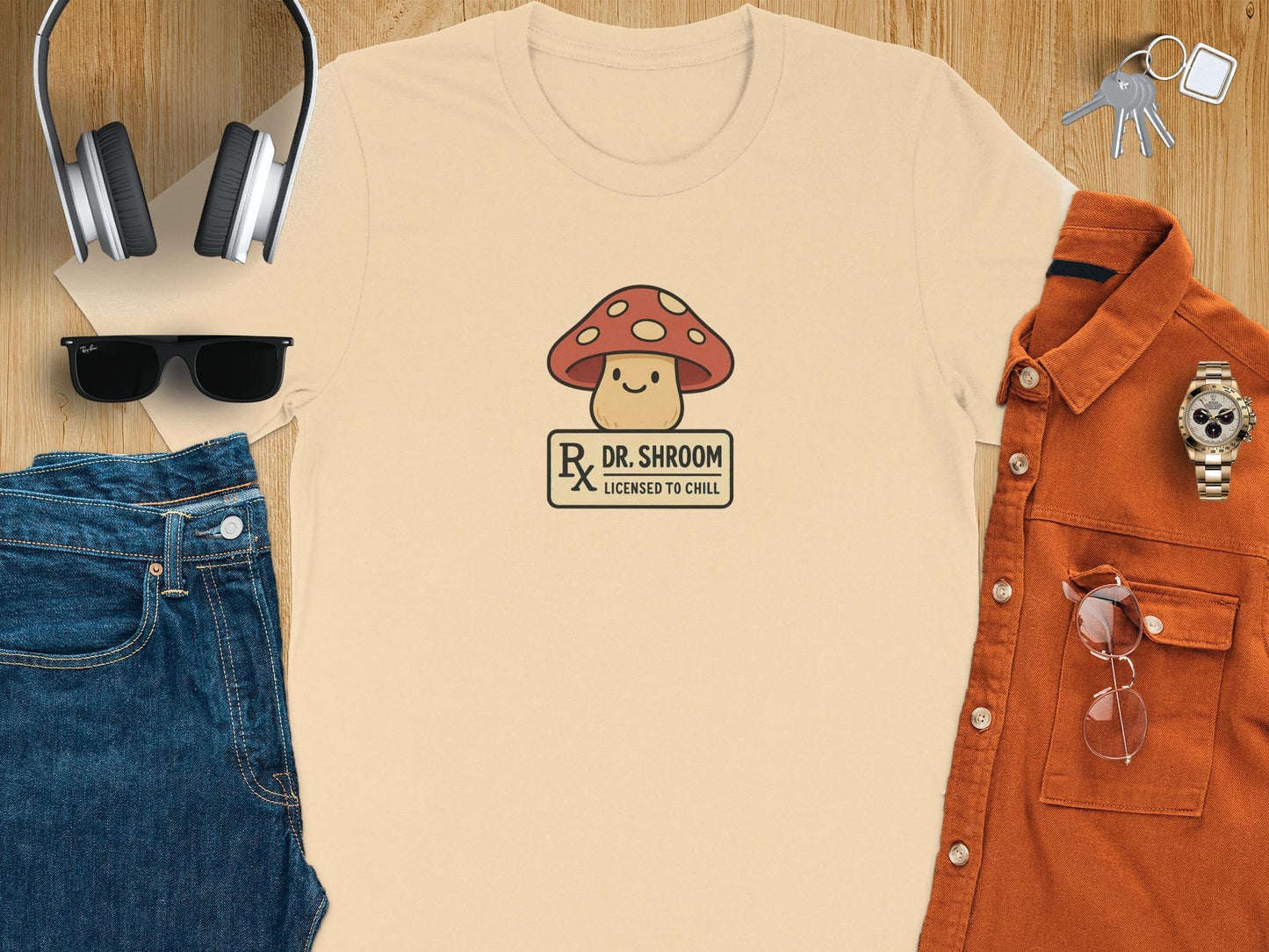 Cute Mushroom Graphic Tee, Dr. Shroom Licensed to Chill Shirt, Funny T-Shirt, Cute Casual Wear, Graphic Cotton Tee, Unisex Trendy Tee
