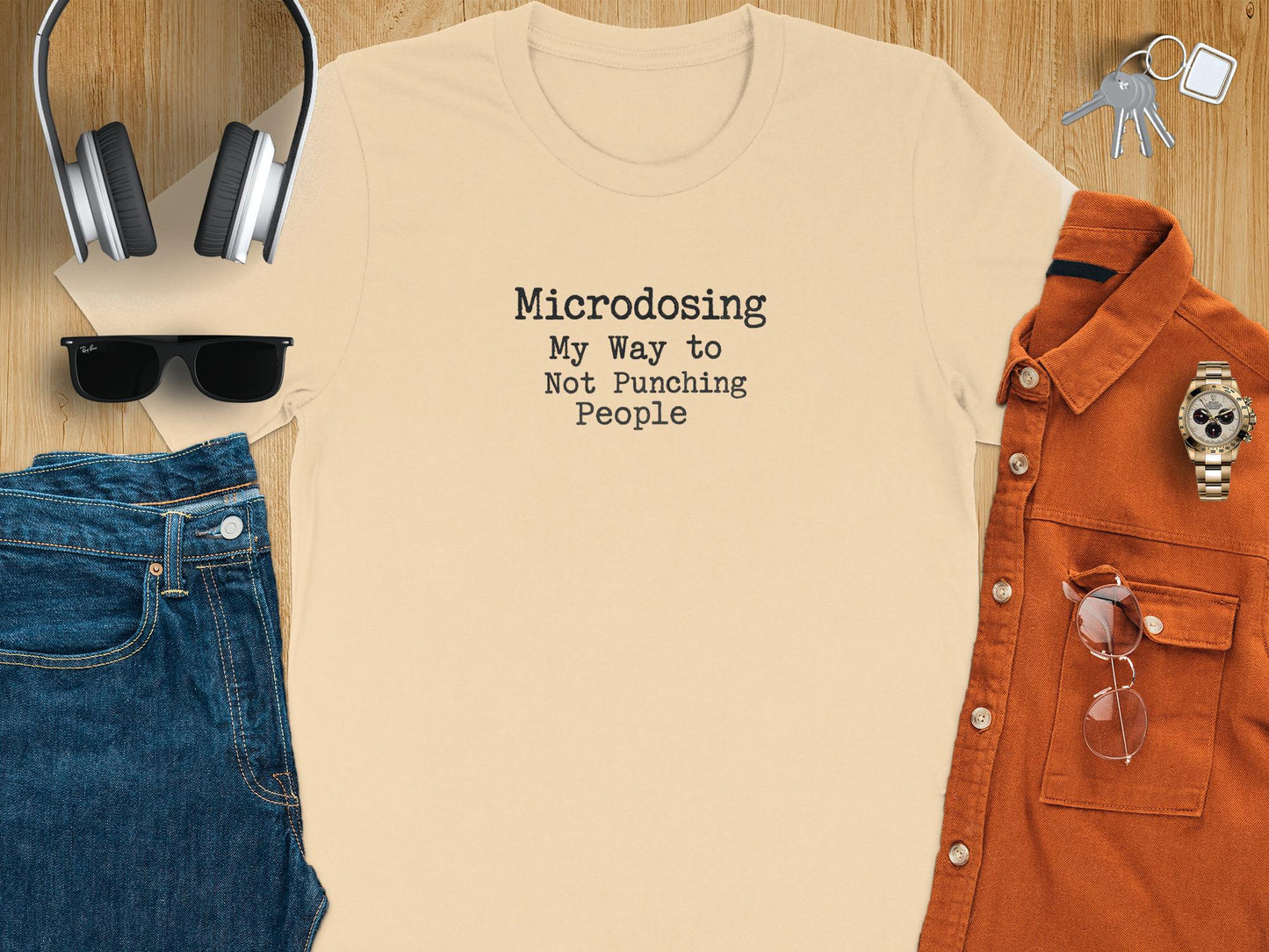 Microdosing My Way to Not Punching People Shirt, Funny Graphic T-Shirt, Humor Tee, Trendy Casual Outfit, Gift for Friends