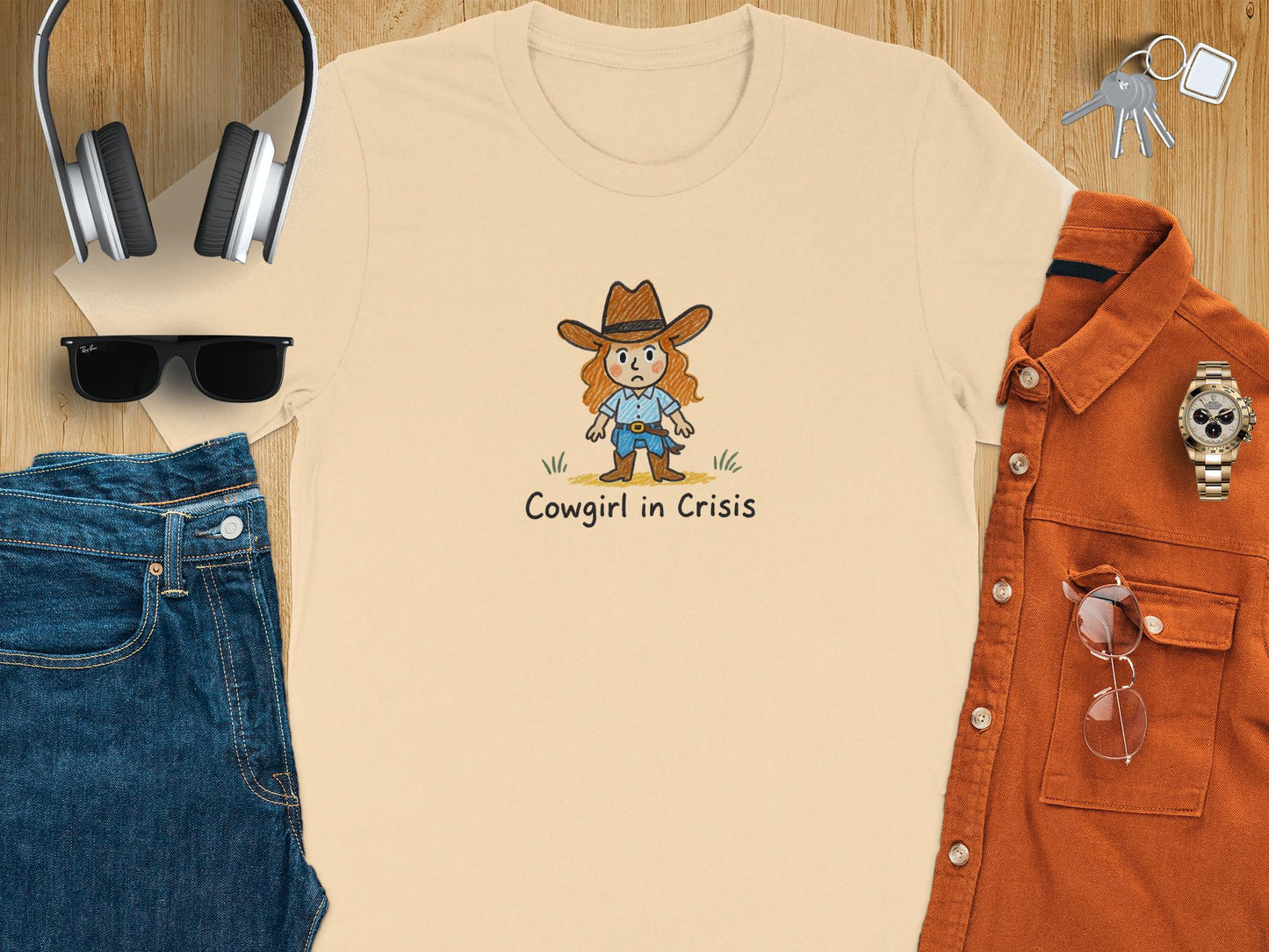 Cowgirl in Crisis Shirt, Fun Western Theme Tee for Women, Quirky Cowgirl Gift, Cute Rodeo Apparel, Unique Country Shirt, Graphic Tee
