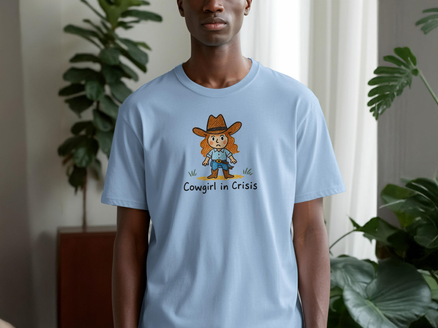 Cowgirl in Crisis T-Shirt, Funny Graphic Tee, Cowboy Themed Shirt, Western Humor Apparel, Cute Cowgirl Print, Gift for Her