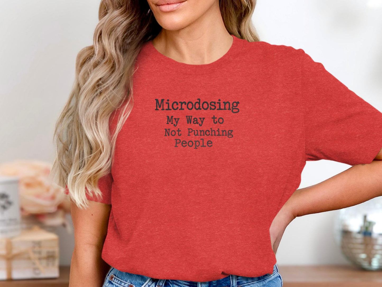 Funny Microdosing Shirt, Humorous Not Punching People Tee, Cute Graphic Top, Casual Comfy Gift for Friends, Unique Novelty Apparel