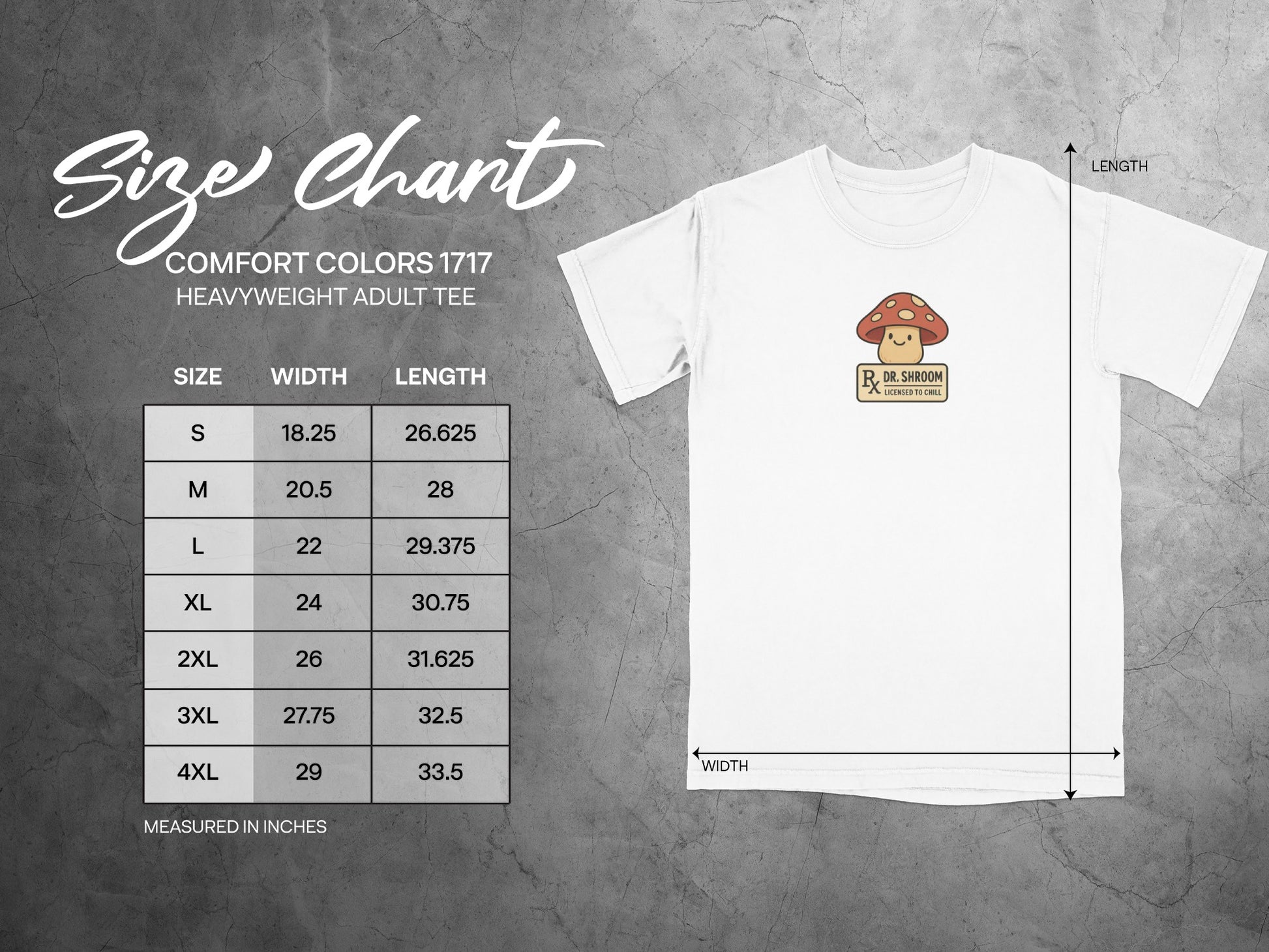 White T-shirt with Cute Mushroom Graphic Design