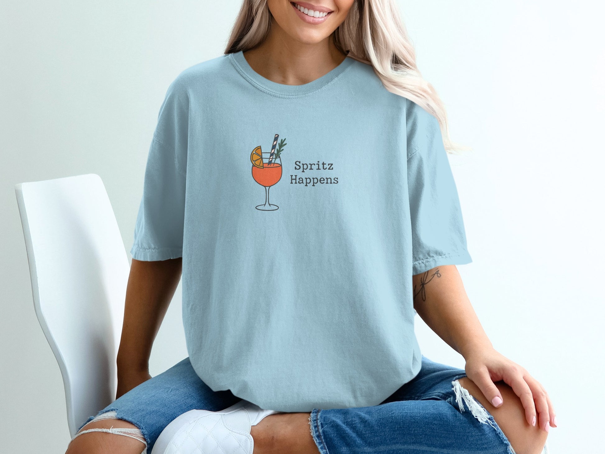 Spritz Happens Graphic Tee with Cocktail Print