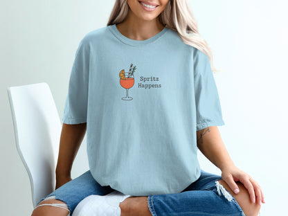 Spritz Happens Graphic Tee with Cocktail Print