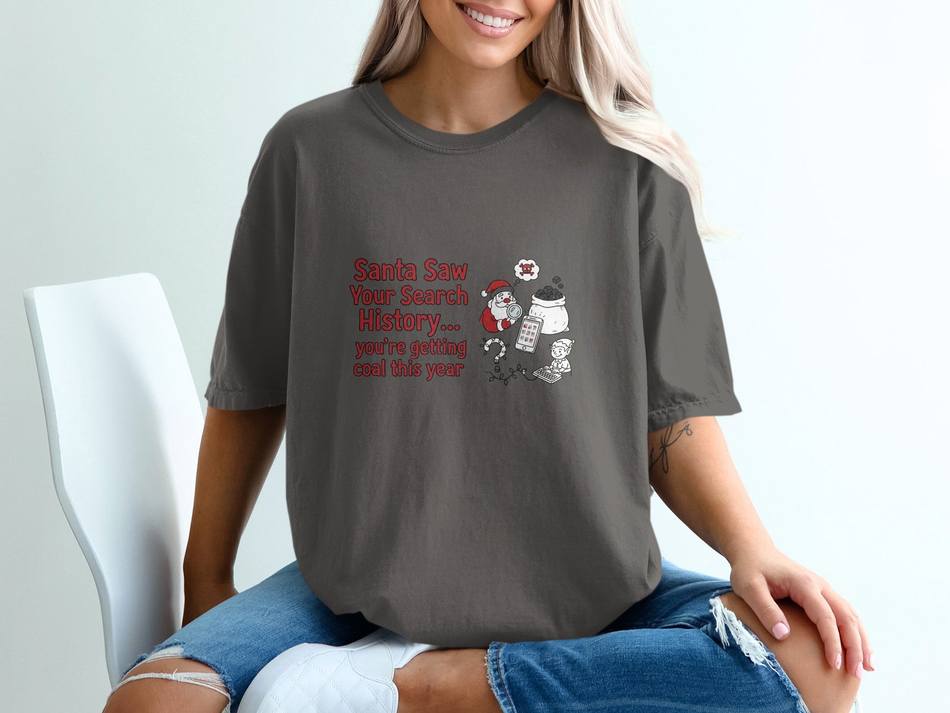 Santa Saw Your Search History Funny Graphic Tee
