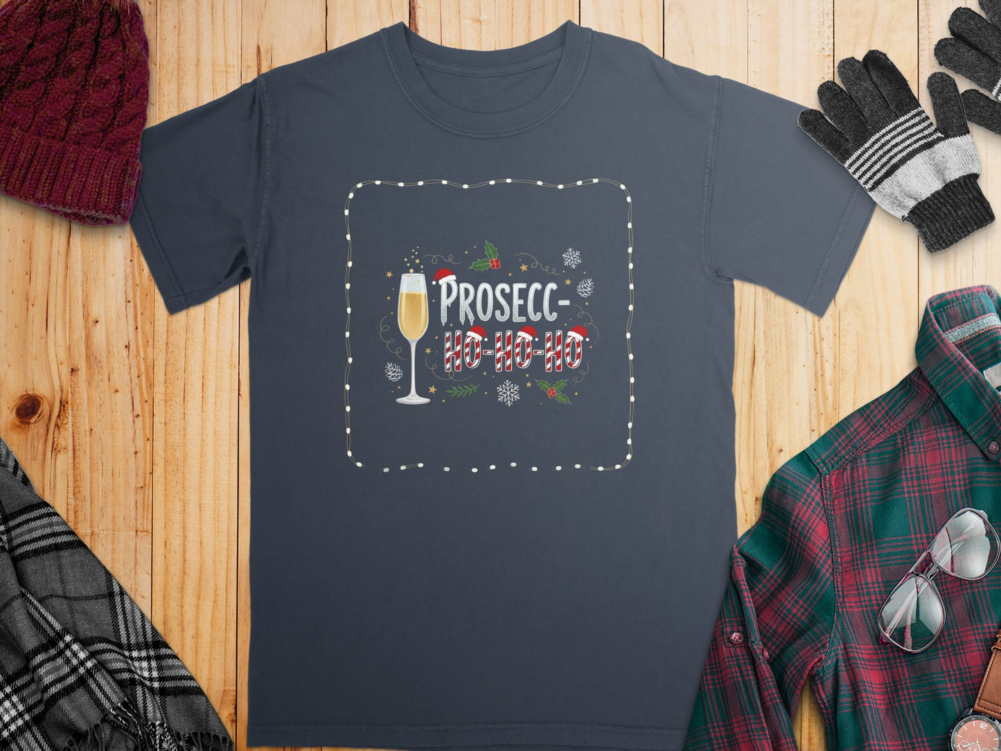 Prosecc Ho Ho Ho Festive Holiday Themed T-Shirt