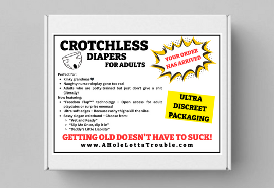 Funny Adult Crotchless Diaper Gag Gift Box – Hilarious Empty Prank for Birthdays & Parties