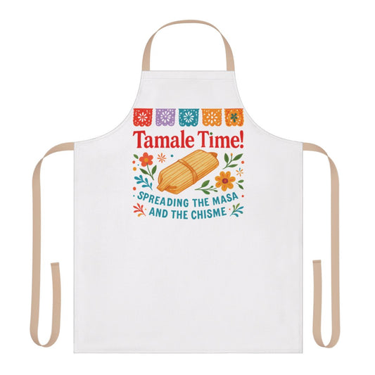 Tamale Time Spreading the Masa and the Chisme apron