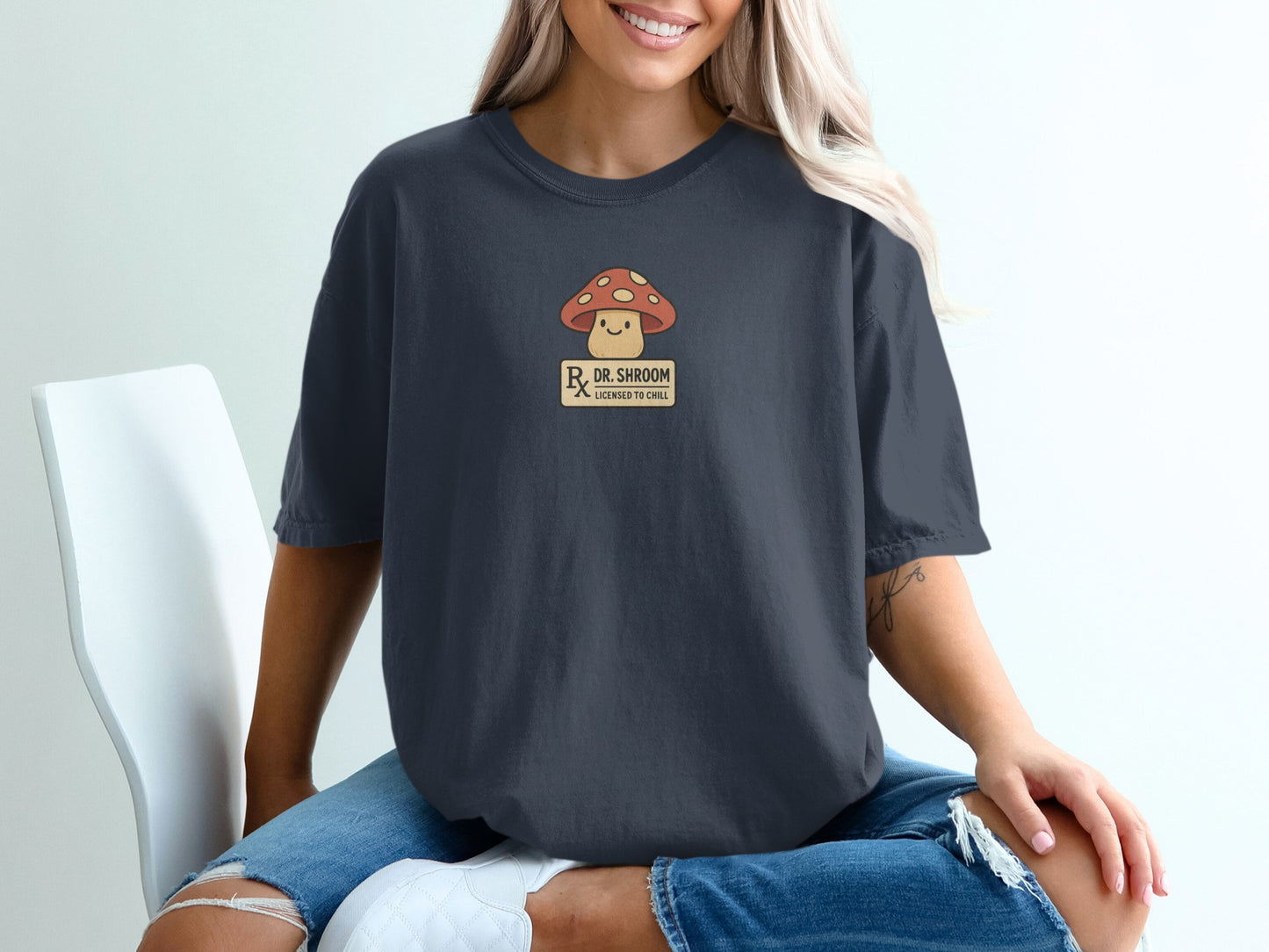 Cute Dr. Shroom Graphic T-Shirt with Cartoon Mushroom