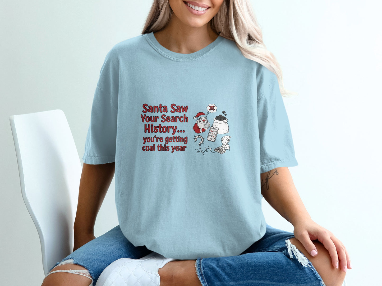 Santa Saw Your Search History Funny Graphic Tee