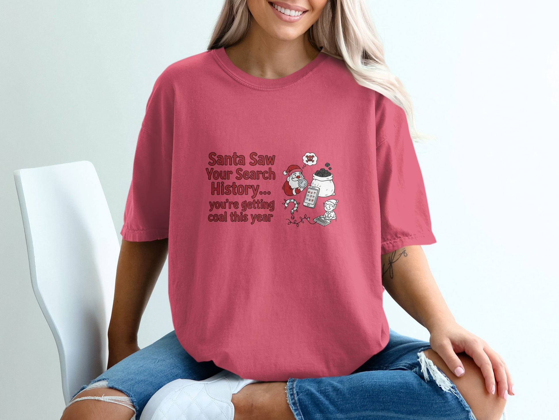 Santa Saw Your Search History Funny Graphic Tee