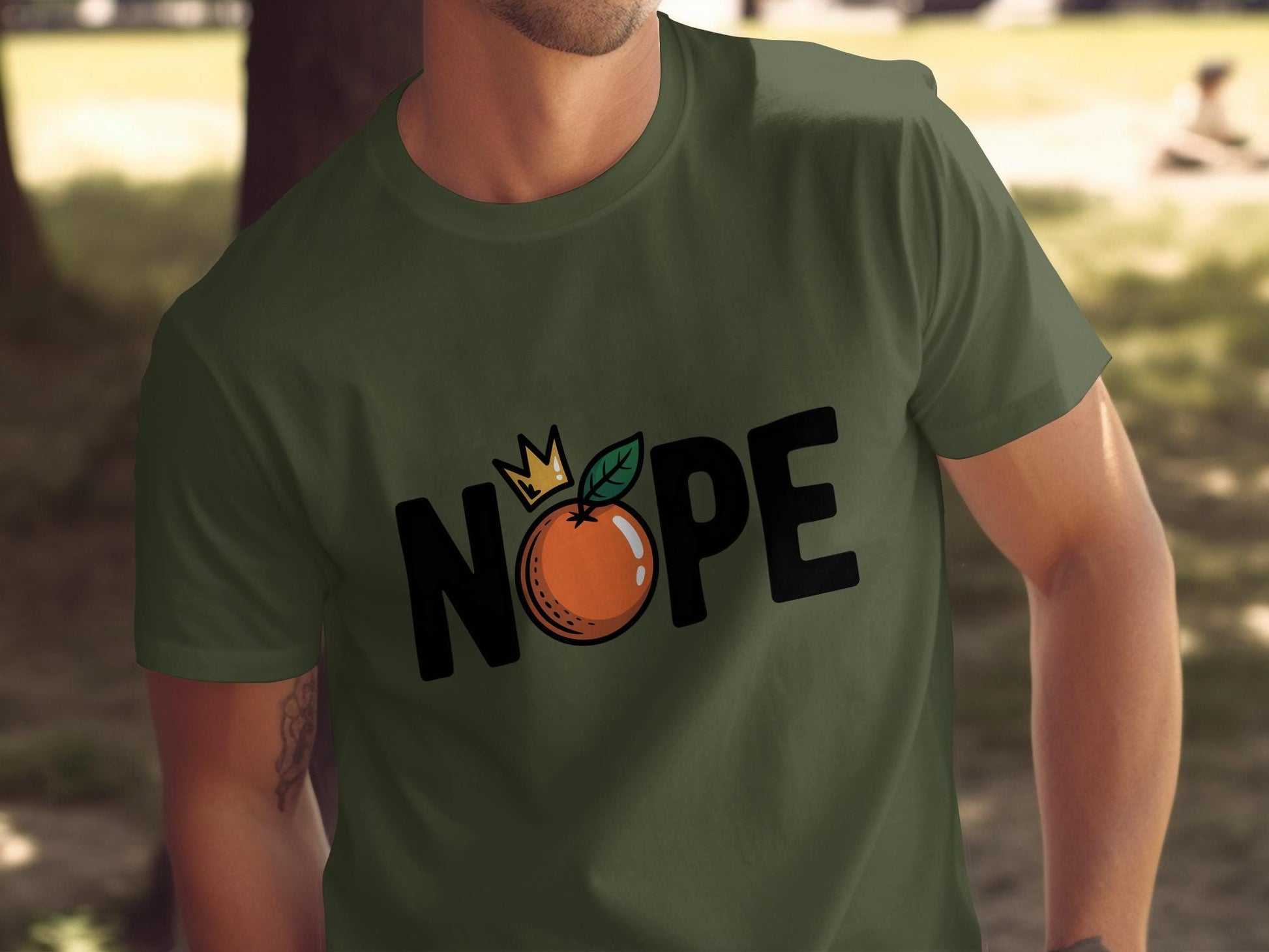 Nope Funny Graphic Tee, Orange Fruit Themed Shirt, Casual Wear for Adults, Unique Summer T Shirt, Cool Novelty Apparel