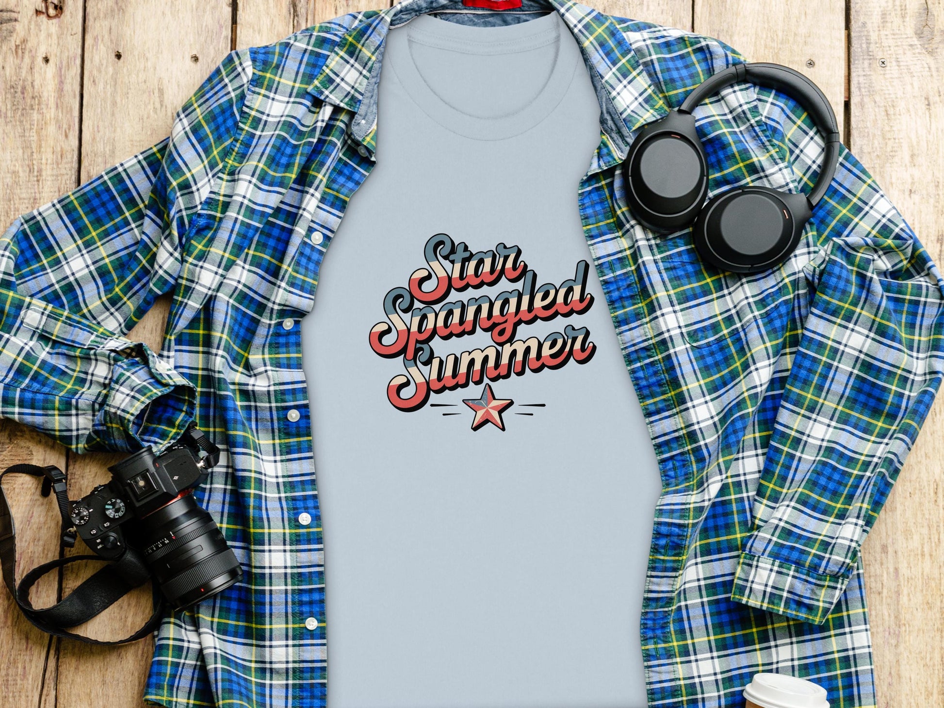 Star Spangled Summer Shirt, Patriotic Summer Tee, 4th of July Outfit, American Pride Shirt, Independence Day Apparel, Summer Fashion