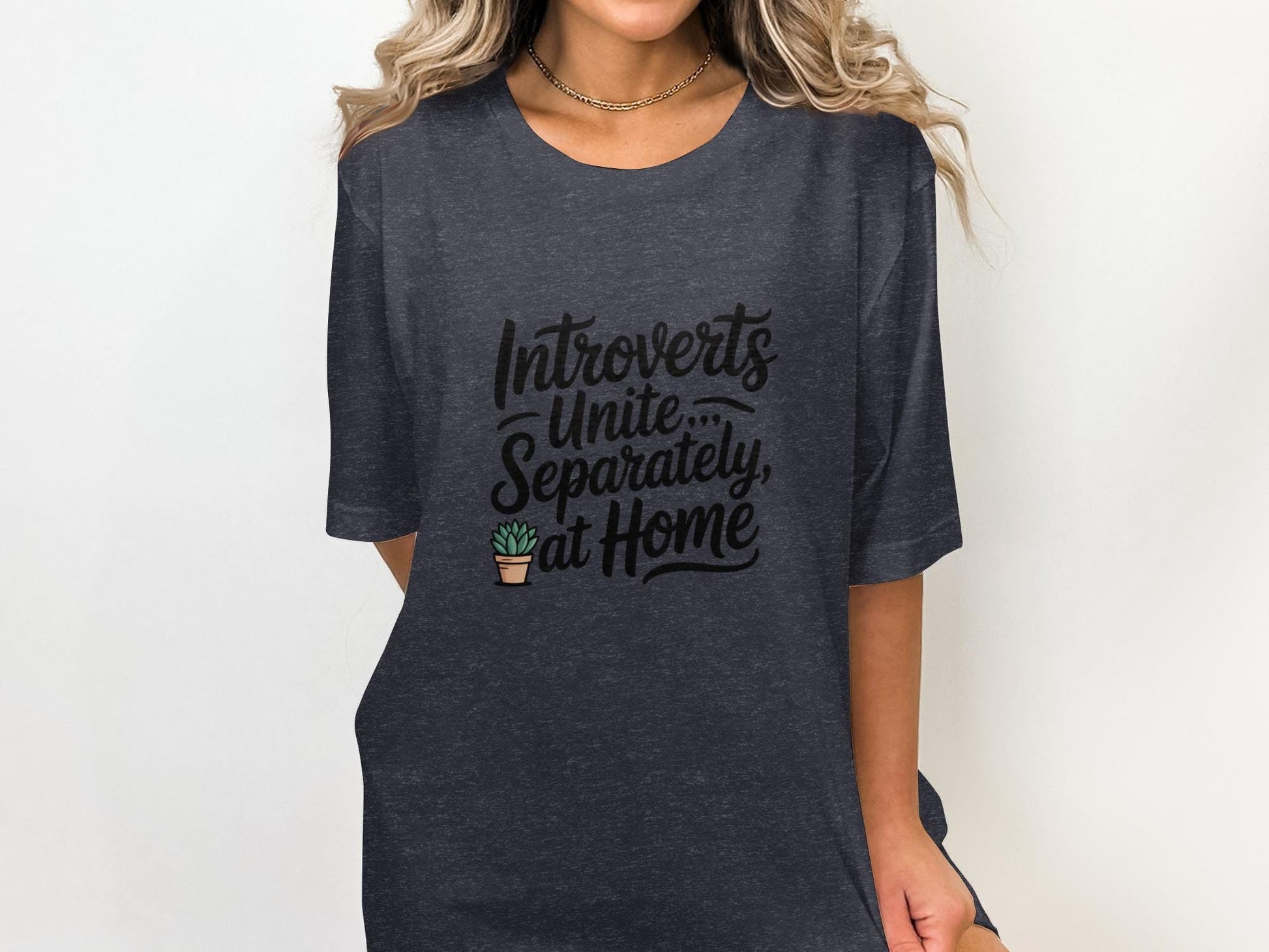 Introverts Unite Separately At Home Graphic Tee, Funny Introvert Shirt, Casual Unisex T-Shirt, Relaxed Fit Top for Home
