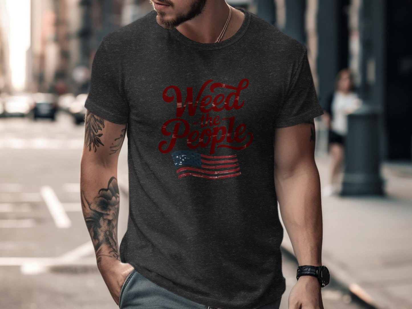 Weed the People T-Shirt, American Flag Shirt, 4th of July Tee, Patriotic Graphic Tee, USA Independence Day Top, Men’s Casual Shirt