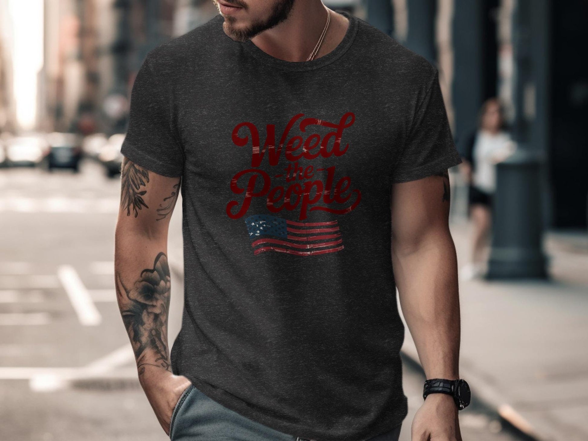 Weed the People T-Shirt, American Flag Shirt, 4th of July Tee, Patriotic Graphic Tee, USA Independence Day Top, Men’s Casual Shirt