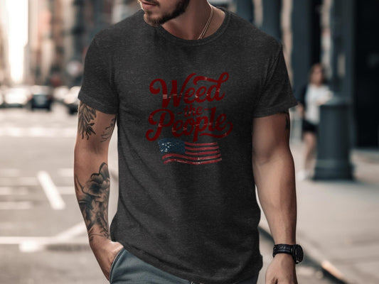 Weed the People T-Shirt, American Flag Shirt, 4th of July Tee, Patriotic Graphic Tee, USA Independence Day Top, Men’s Casual Shirt