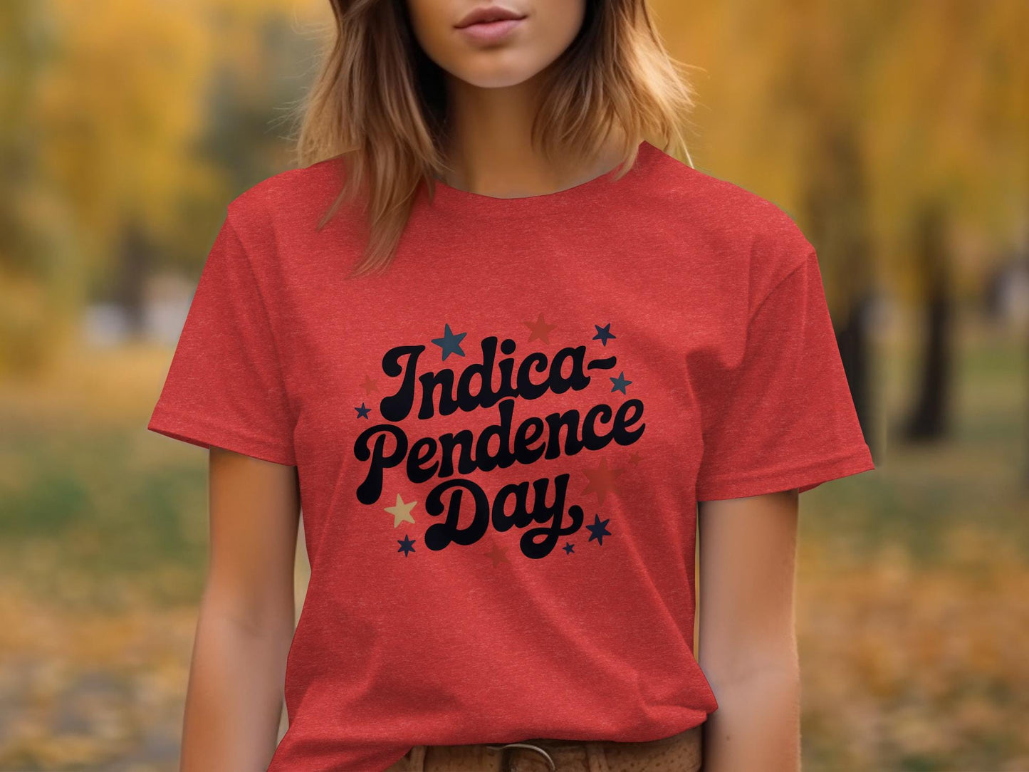 Indica Pendence Day t-shirt, red casual graphic tee, unique holiday shirt, star themed apparel, gift for cannabis enthusiasts