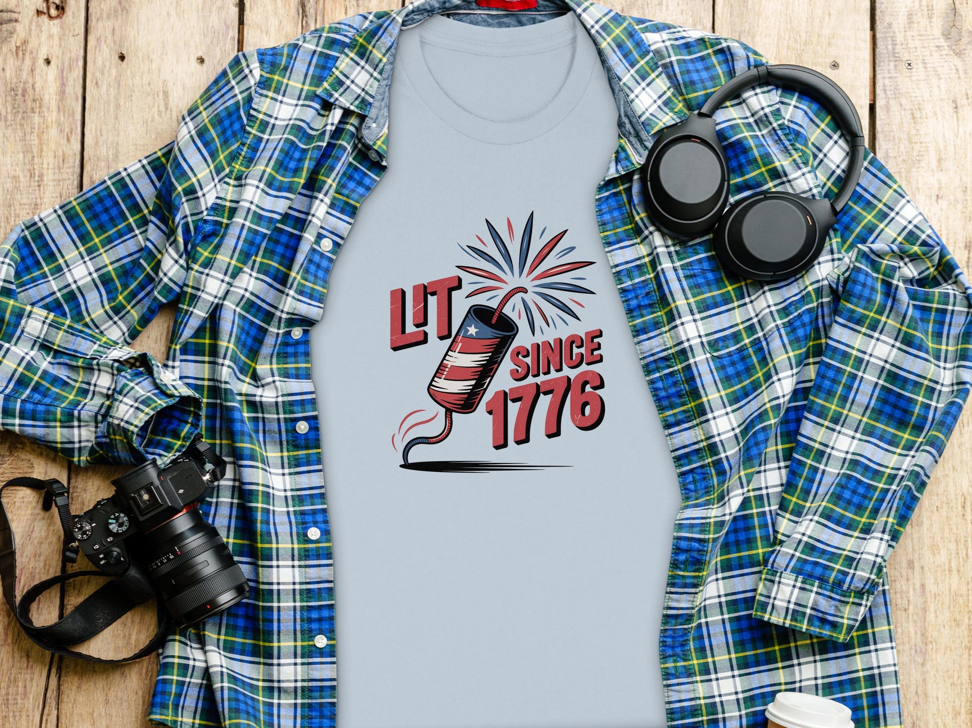 Patriotic T-Shirt, Lit Since 1776 Shirt, 4th of July Firework Shirt, Independence Day Tee, USA Pride, American Flag Shirt