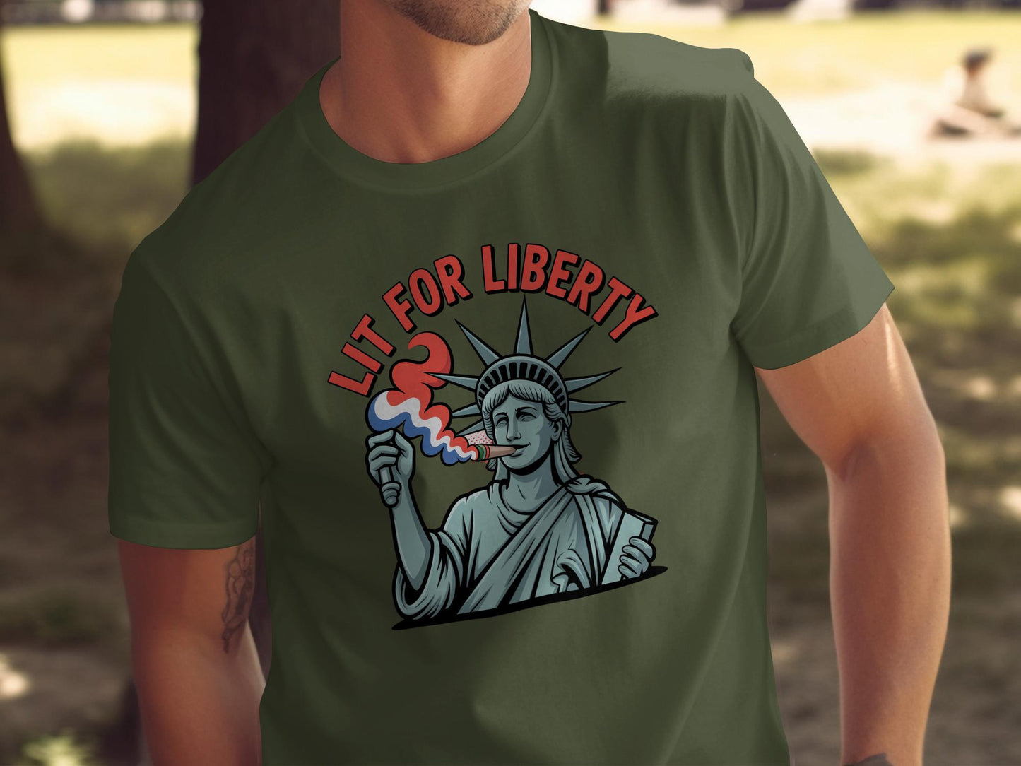Lit For Liberty T-Shirt, Funny Statue of Liberty Shirt, Patriotic Graphic Tee, Independence Day Clothing, Novelty Gift