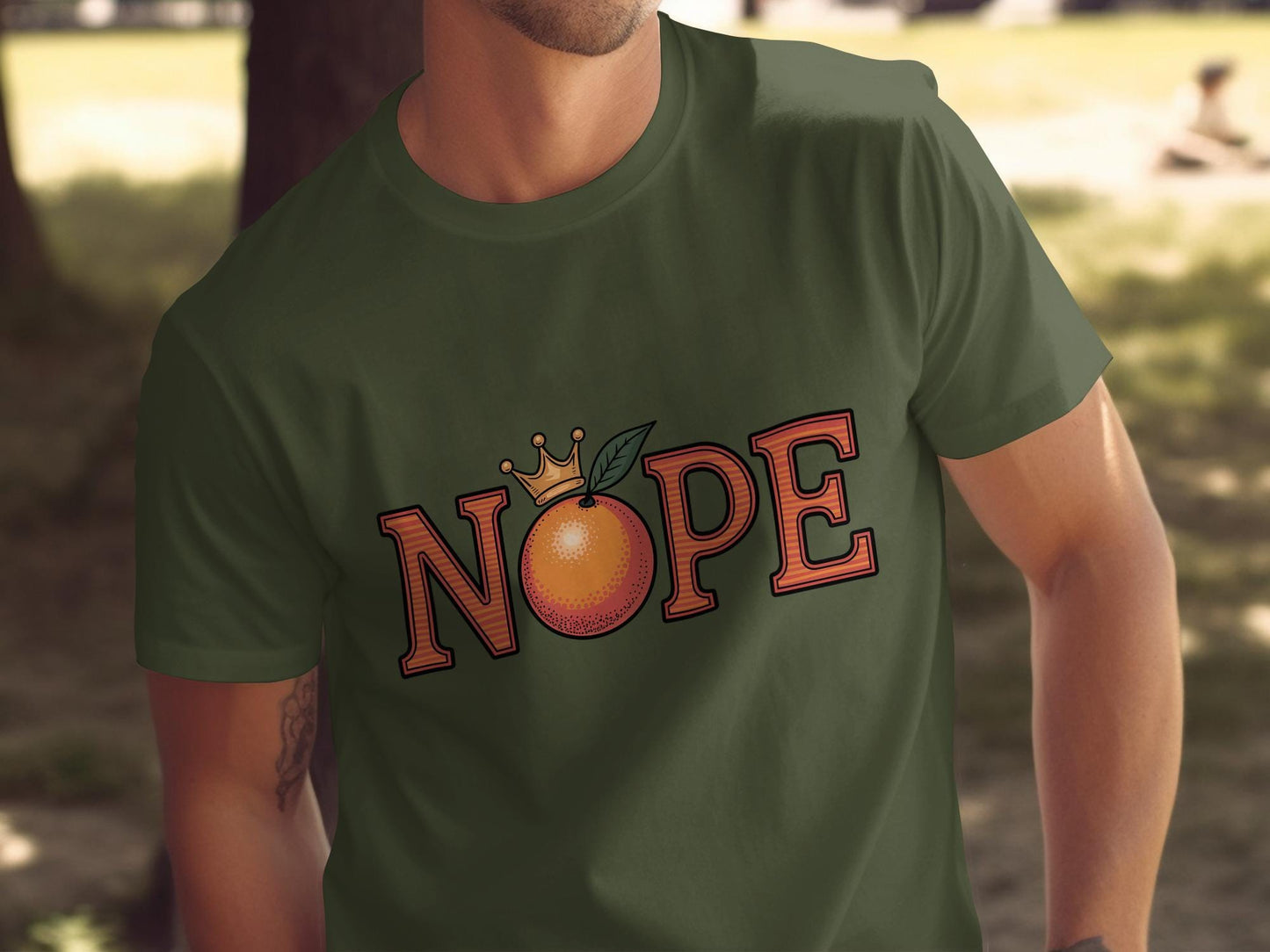 Funny Nope T Shirt, Orange Graphic Tee, Comical Crown Design, Casual Wear, Trendy Shirt, Humorous Gift, Unique Novelty Tee, Cool Fashion