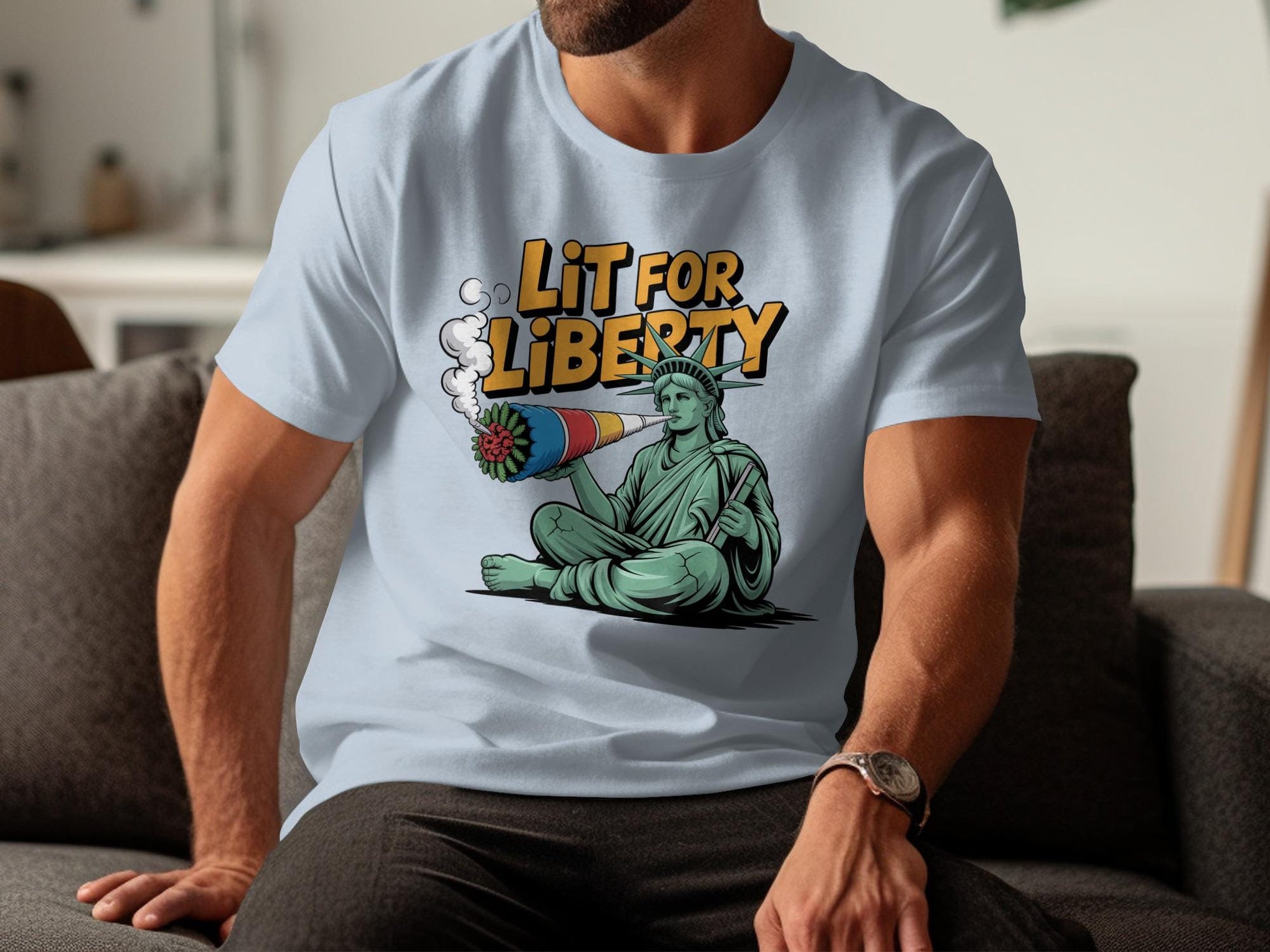 Patriotic Graphic Tee, Funny Lady Liberty Shirt, Fourth of July Shirt, Independence Day T-Shirt, Novelty American Shirt