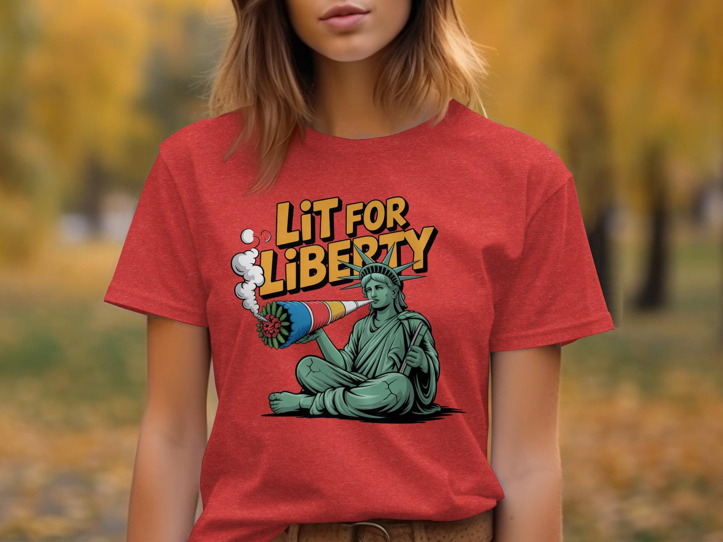 Lit for Liberty Shirt, Patriotic Graphic Tee, 4th of July Outfit, Independence Day Celebration, Vintage Statue of Liberty Design