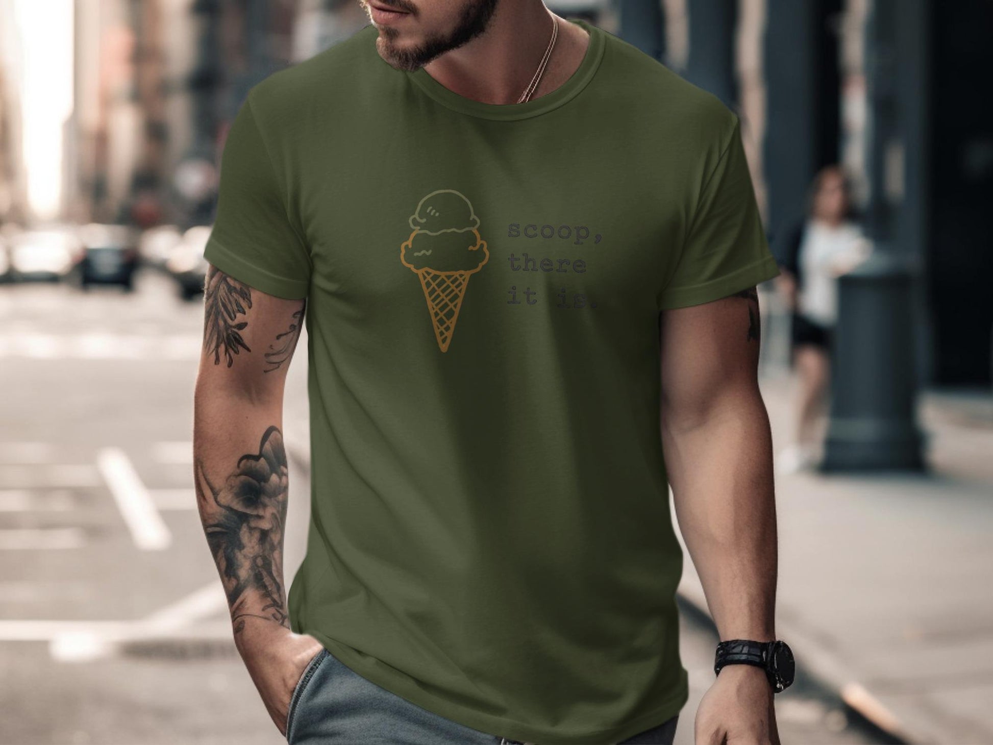 Funny Ice Cream Shirt, Scoop There It Is Graphic Tee, Summer Streetwear, Cool Casual Outfit, Trendy Short Sleeve Top