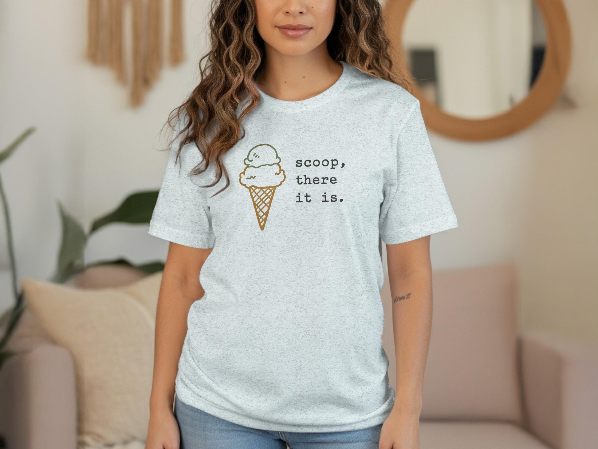 Scoop there it is ice cream graphic tee, cute summer shirt, fun novelty t-shirt, humorous design gift idea, trendy casual wear
