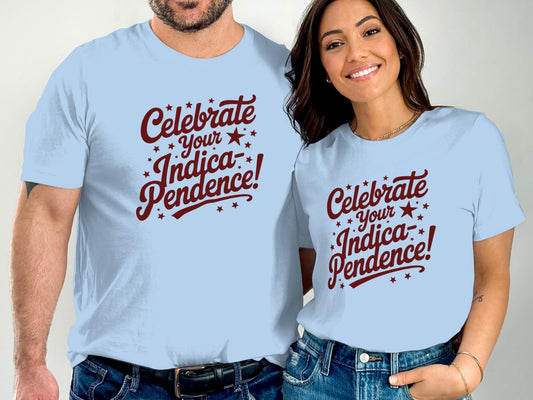 Celebrate Your Indica Pendence Graphic Tee, Fun Cannabis T Shirt, Marijuana Lover Shirt, Weed Humor Top, Unisex Casual Wear