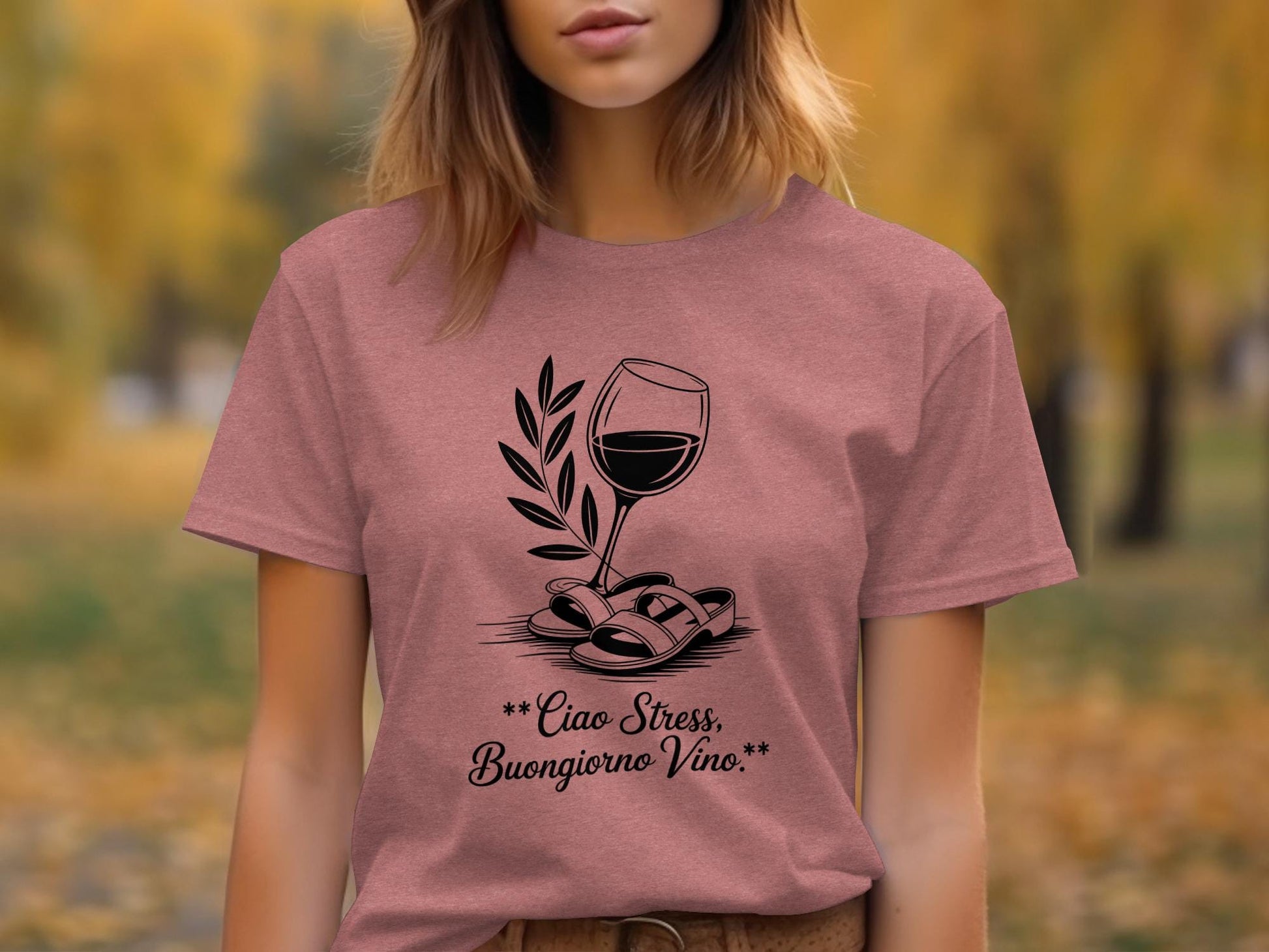 Ciao Stress Buongiorno Vino Shirt, Wine Lover Gift, Funny Italian Quote Tee, Relaxation Shirt, Wine Enthusiast T-shirt, Casual Top