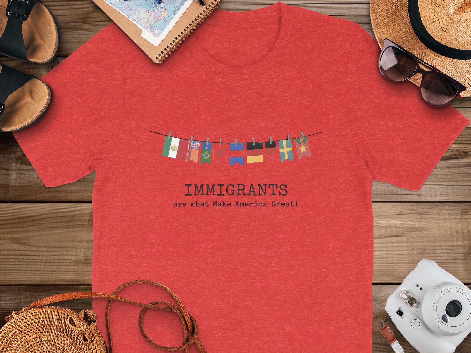 Immigrants Quote Shirt, Make America Great Shirt, Multinational Flags Tee, Inspirational Message, Supportive Immigrant Tshirt