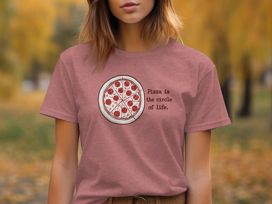 Funny Pizza T-Shirt, Circle of Life Tee, Cute Food Lovers Shirt, Casual Graphic Tee, Unique Gift, Pizza Lover Apparel, Trendy Top