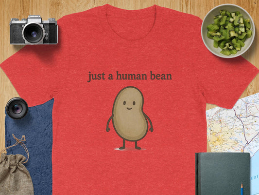 Funny Graphic Tee, Just A Human Bean T-Shirt, Cute Pun Shirt, Novelty Gift, Humor Clothing, Unisex Casual Top, Graphic Tee