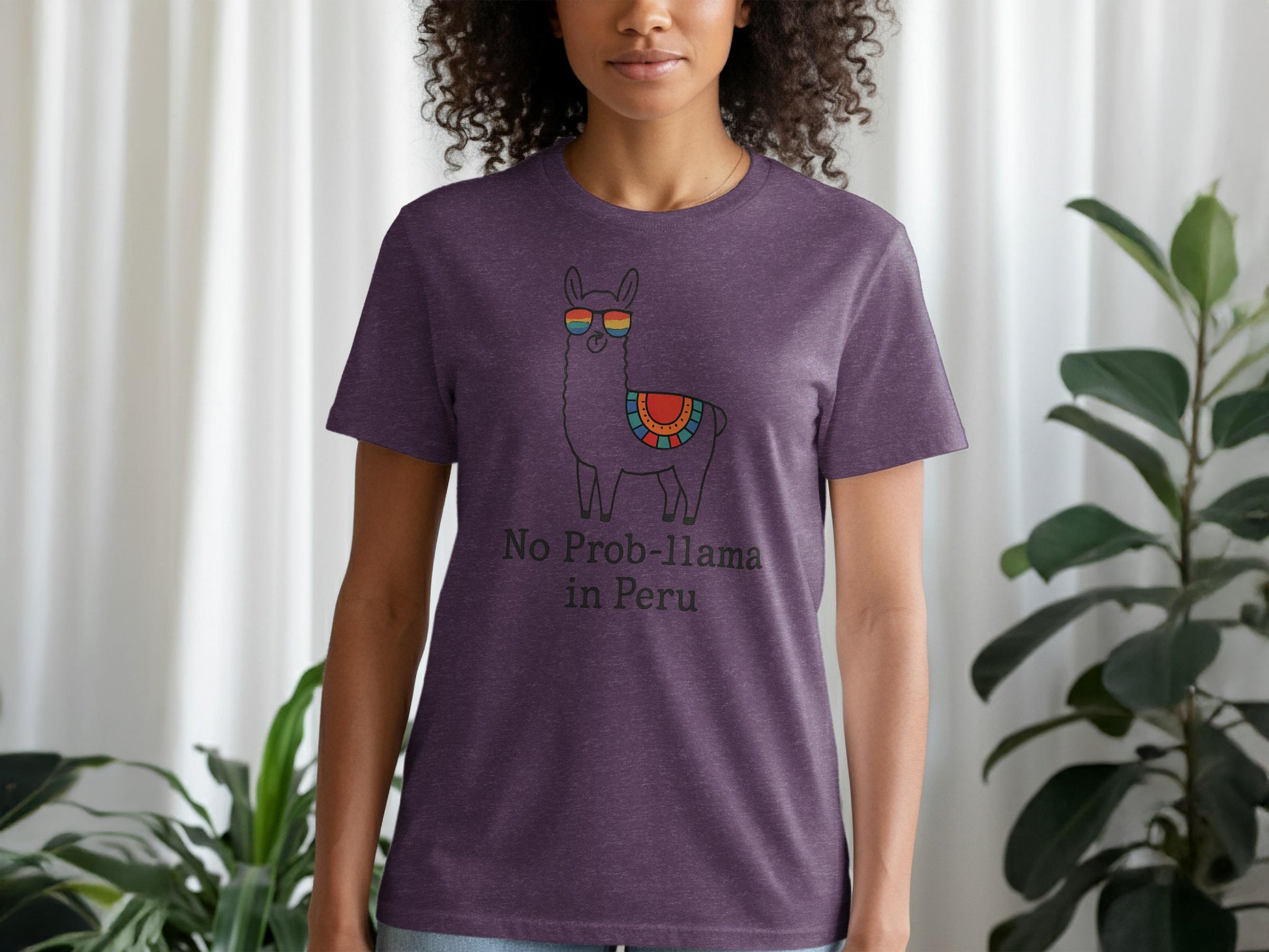 No Prob-llama in Peru shirt, Funny llama graphic tee, Cute llama t-shirt, Peru themed clothing, Llama humor casual wear