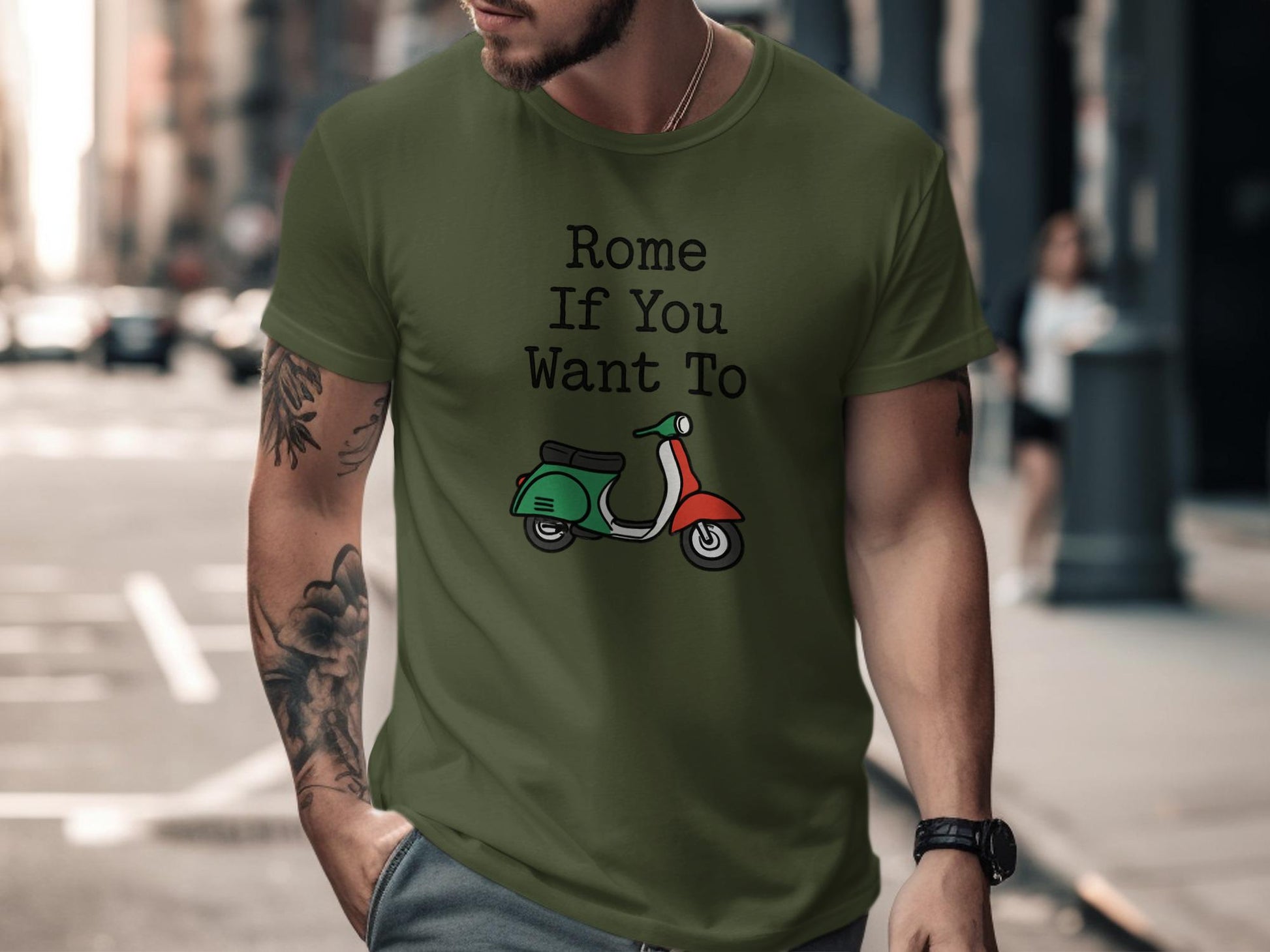Rome If You Want To shirt, Scooter graphic tee, Vintage travel t-shirt, Unisex casual top, Retro vacation shirt