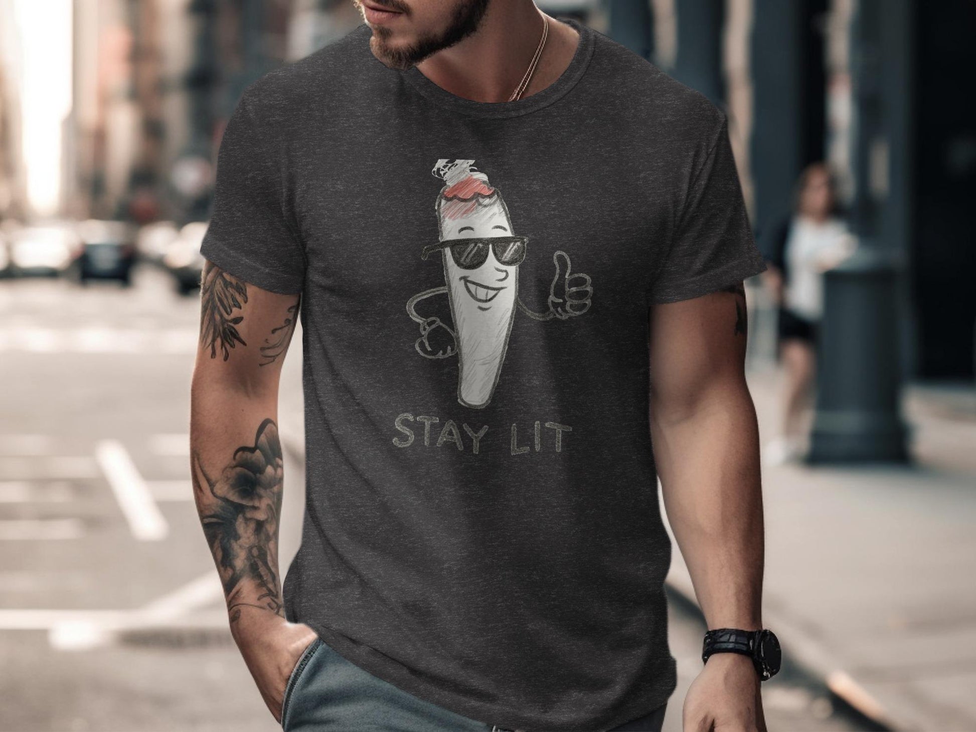Stay Lit Graphic Tee, Funny Cannabis Shirt, Cool Weed T-Shirt, Casual Marijuana Graphic Tee, Trendy Pot Smokers Shirt, Streetwear