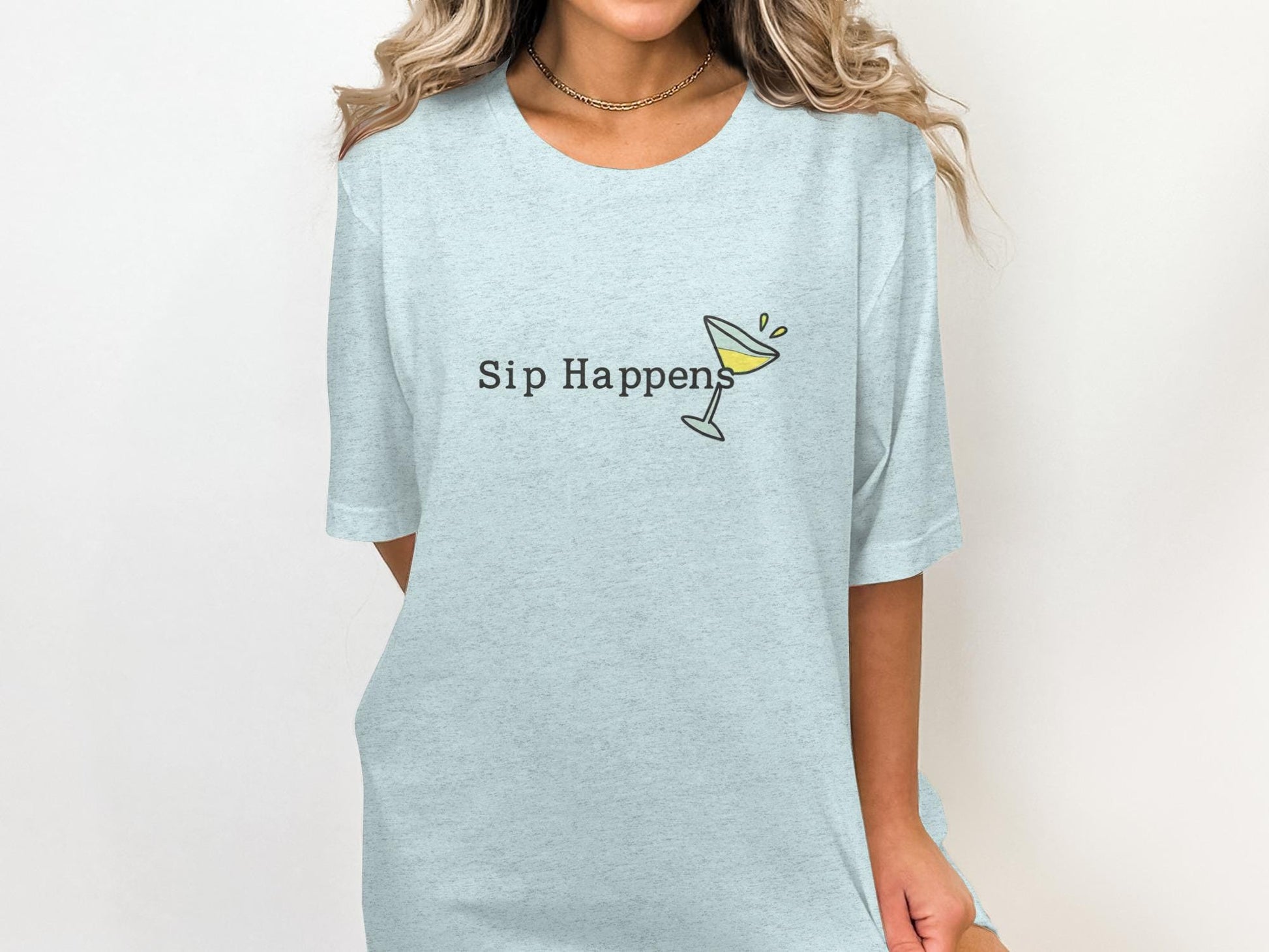 Sip Happens Graphic Tee, Funny Cocktail T-Shirt, Cute Drinking Shirt, Trendy Party Top, Casual Humor Shirt, Summer Outfit Idea