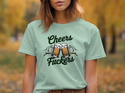Cheers Beer T-Shirt, Funny Drinking Shirt, Cheers Graphic Tee, Humorous Beer Shirt, Celebration Outfit, Adult Party Tee