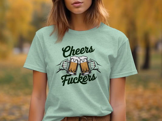 Cheers Beer T-Shirt, Funny Drinking Shirt, Cheers Graphic Tee, Humorous Beer Shirt, Celebration Outfit, Adult Party Tee