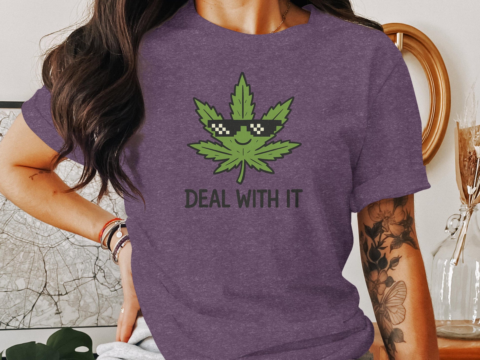 Funny Weed Shirt, Deal With It Leaf Tee, Cool Marijuana Graphic T-Shirt, Unisex Stoner Apparel, Cannabis Lover Gift, Chill Vibe Top