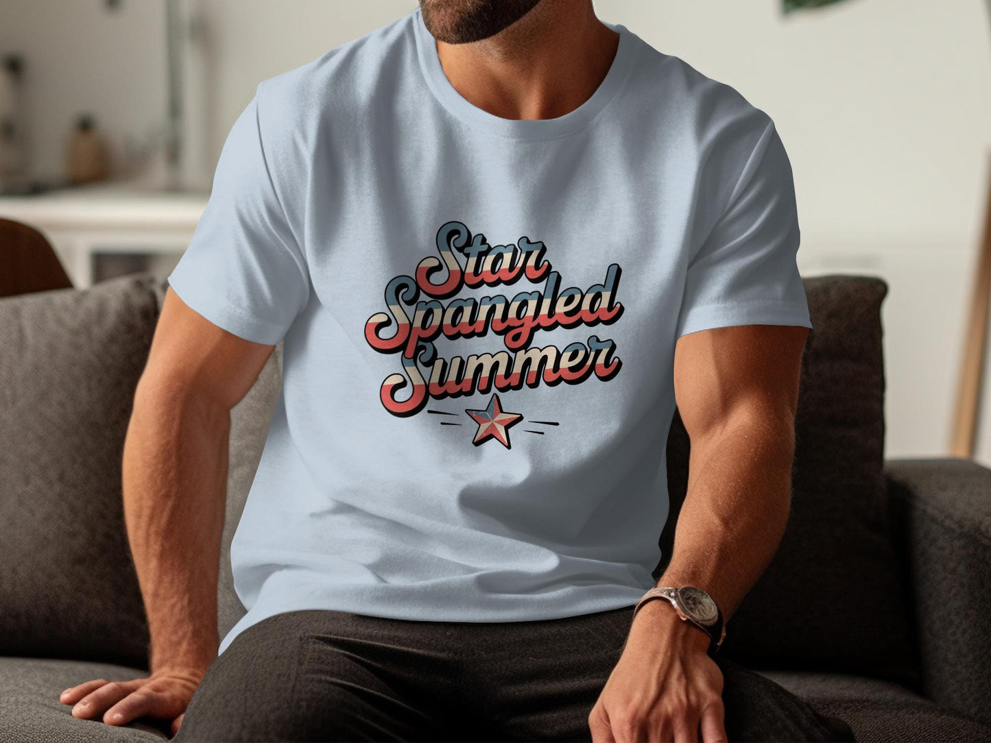 Star Spangled Summer T-Shirt, Patriotic Graphic Tee, 4th of July Shirt, American Flag Shirt, Summer Outfit, USA Pride Shirt