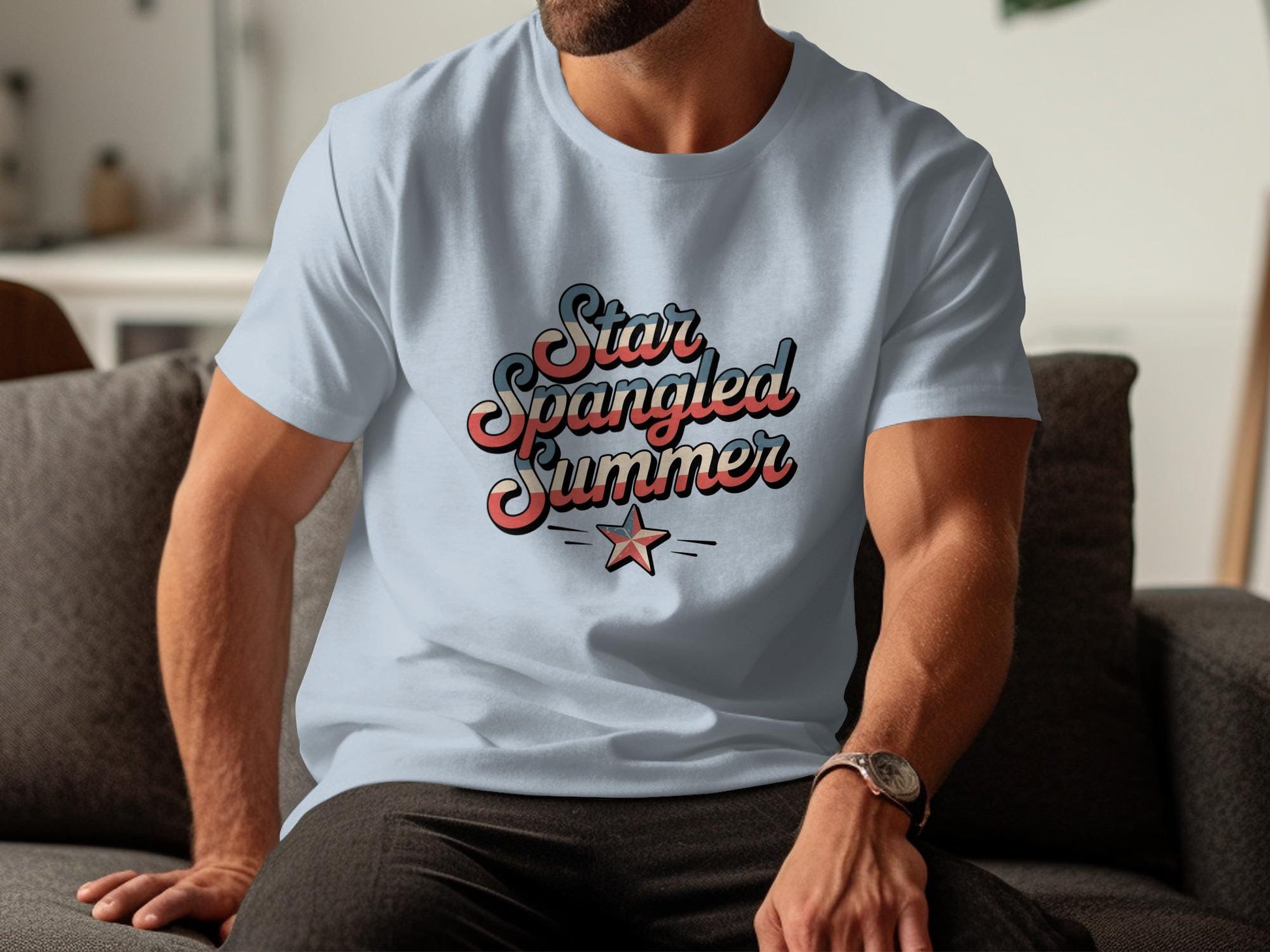 Star Spangled Summer T-Shirt, Patriotic Graphic Tee, 4th of July Shirt, American Flag Shirt, Summer Outfit, USA Pride Shirt