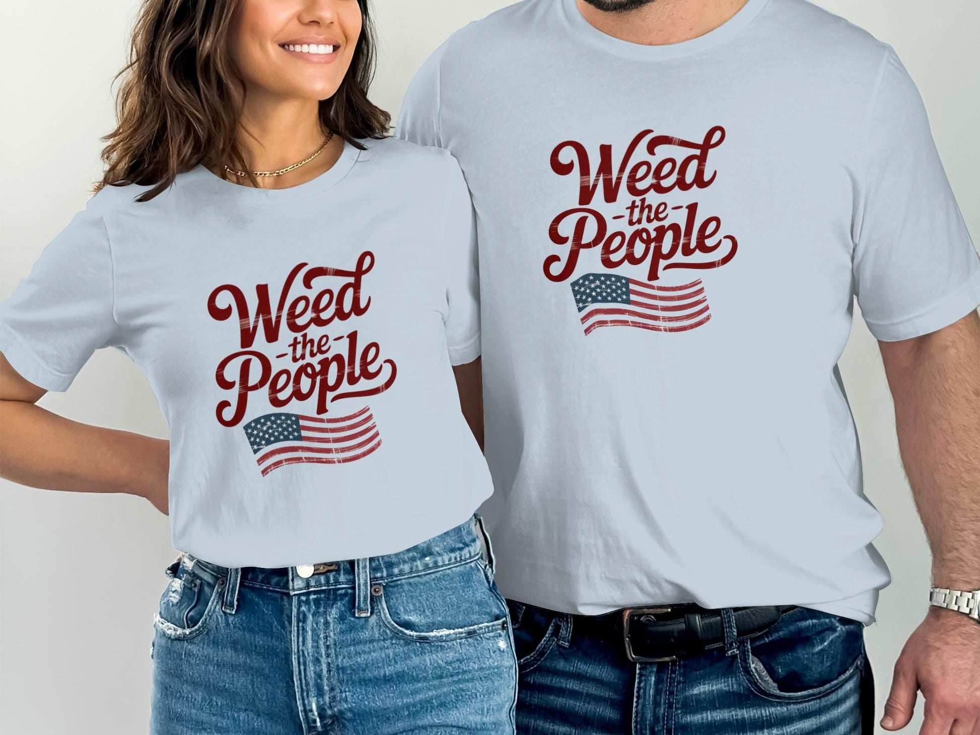 Weed The People Matching T-Shirts, American Flag Graphic Tee, Couple Outfits, 4th of July Shirts, Patriotic Clothing, Funny Slogan