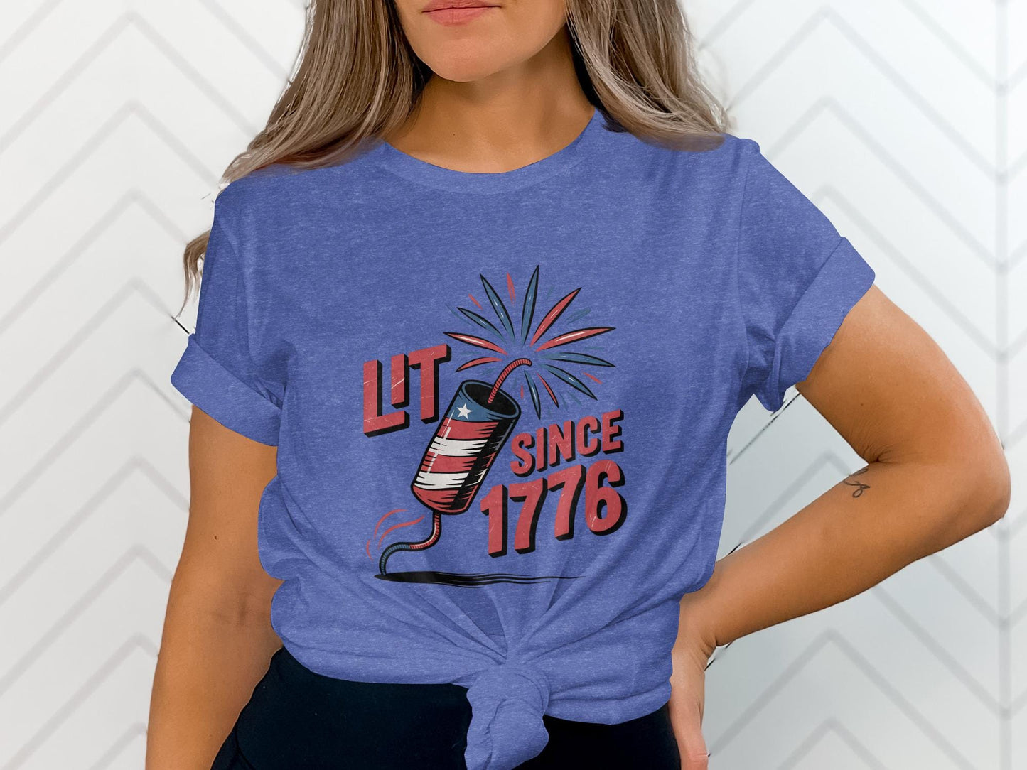 Patriotic T-Shirt, Lit Since 1776 Shirt, USA Independence Day Tee, 4th of July Graphic Shirt, Women&#39;s Casual Top, Summer Party Wear