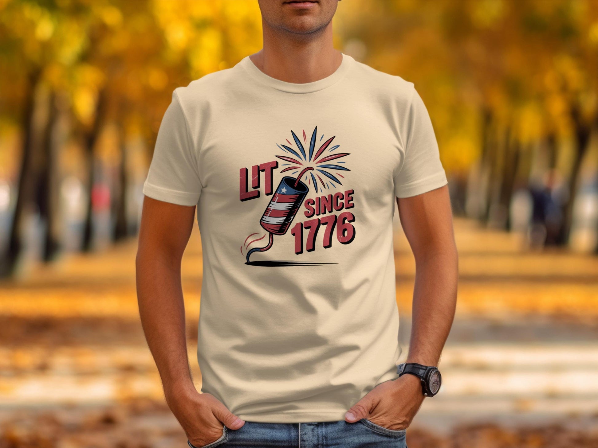 Lit Since 1776 T-Shirt, Vintage Patriotic Tee, 4th of July Firework Shirt, Independence Day Outfit, Funny USA Graphic Top