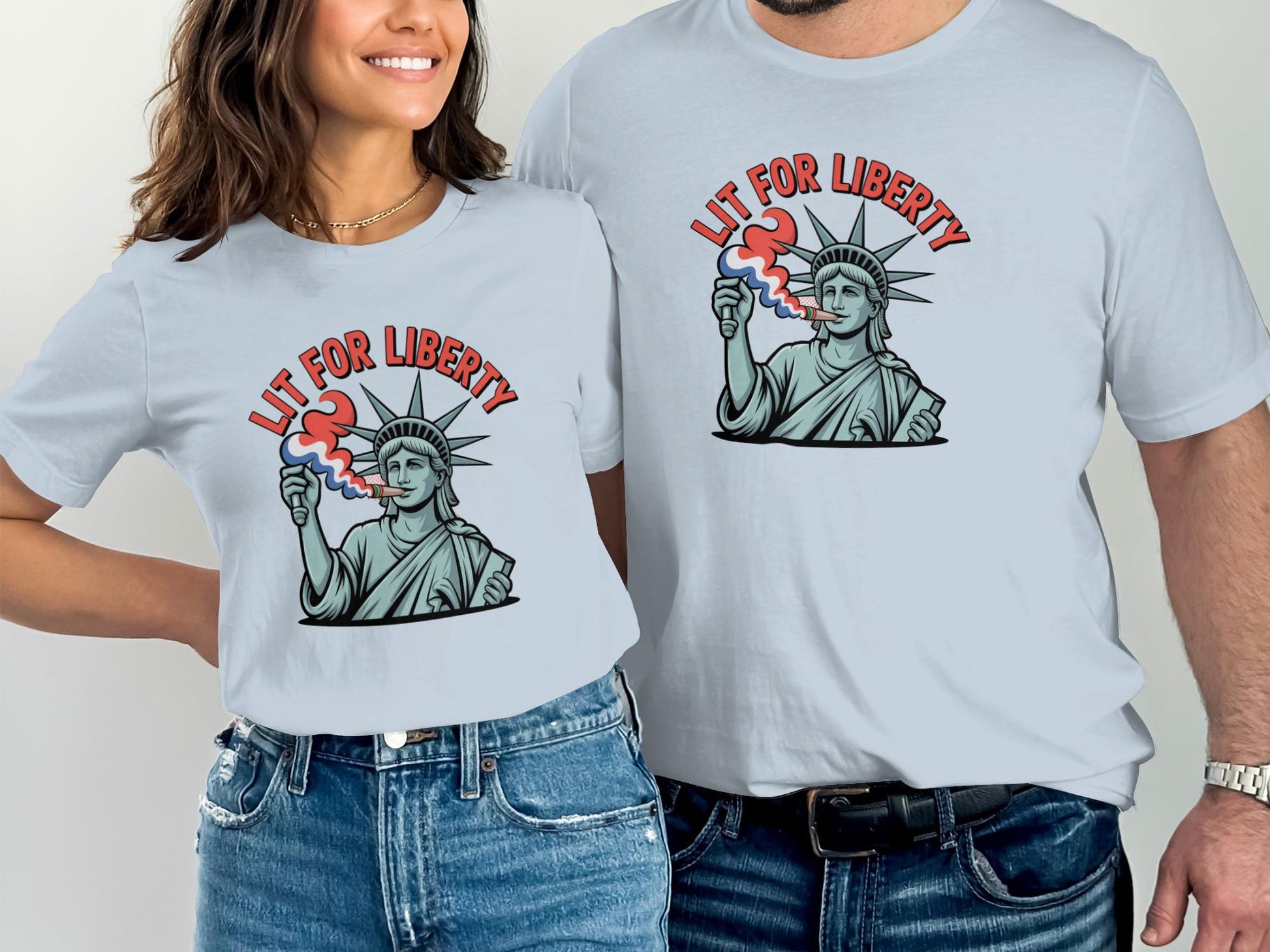 Lit For Liberty T-Shirt, Patriotic Graphic Tee, Statue of Liberty Shirt, Unisex Casual Summer Top, Independence Day Outfit