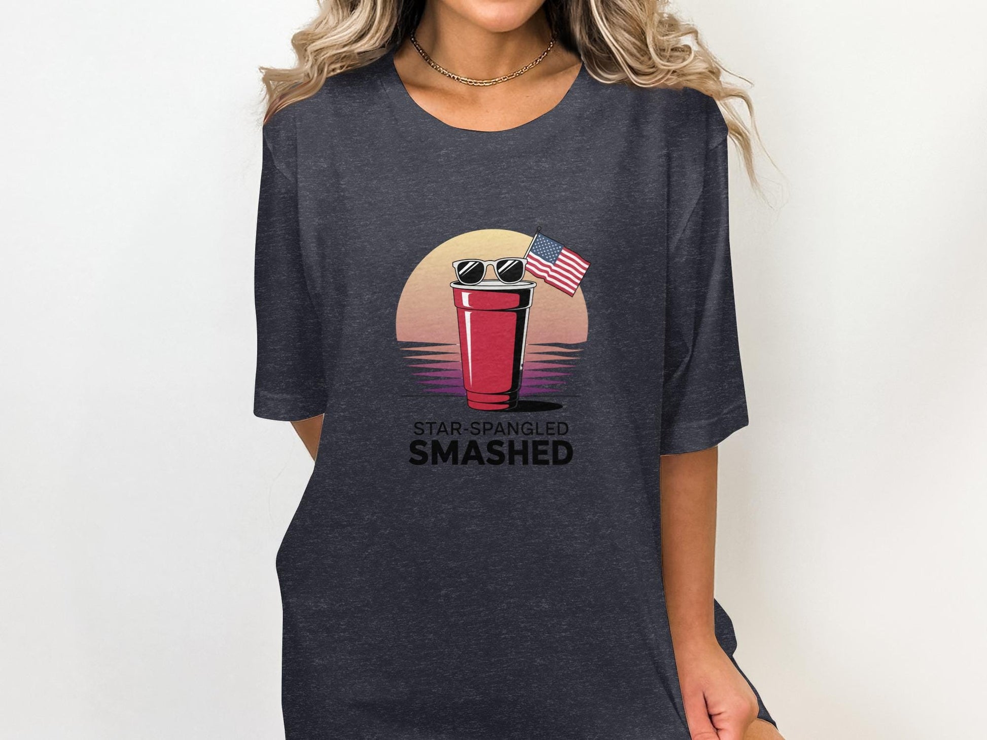 Star Spangled Smashed Graphic Tee, Funny Party Shirt, Patriotic American Pride T-Shirt, Cool Summer Outfit, USA Themed Top